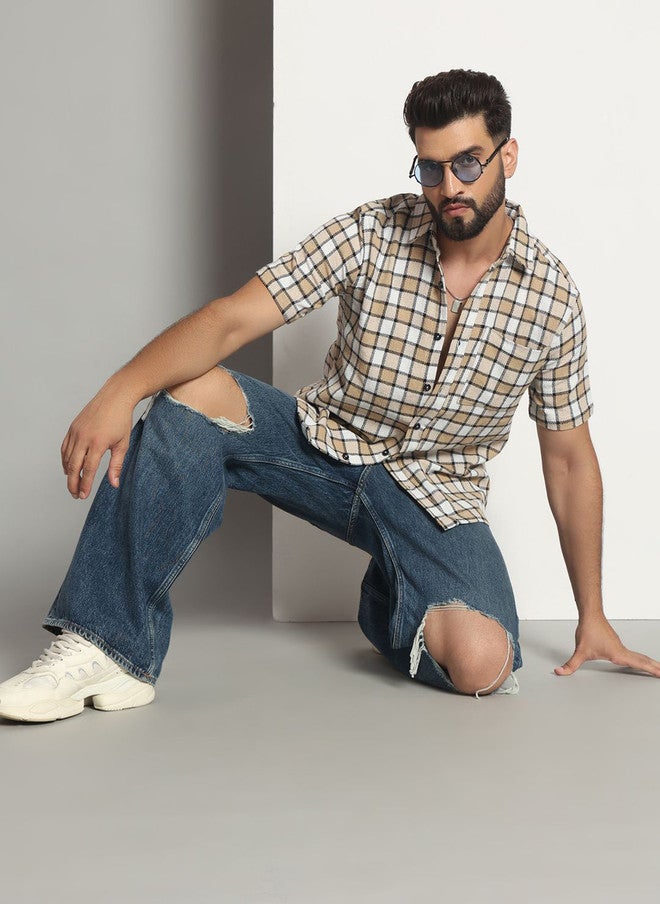 CHIMPAAANZEE Men Tartan Checks Opaque Checked Casual Shirt - Image 1